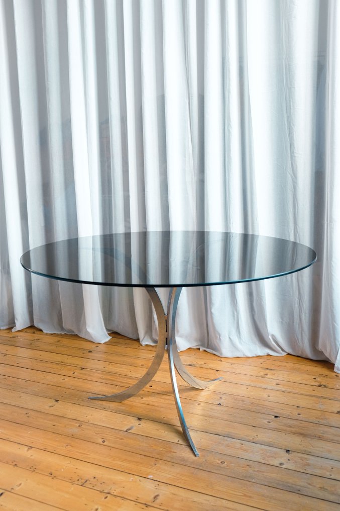 Boris Tabacoff - Matbord - Christophe - Glas, Rostfritt stål - krom / rökfärgat glas #1.0