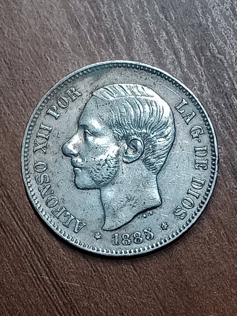 Spanien. Alfonso XII. 5 Pesetas 1885 (*18-85) MSM (Ingen mindstepris) #1.0