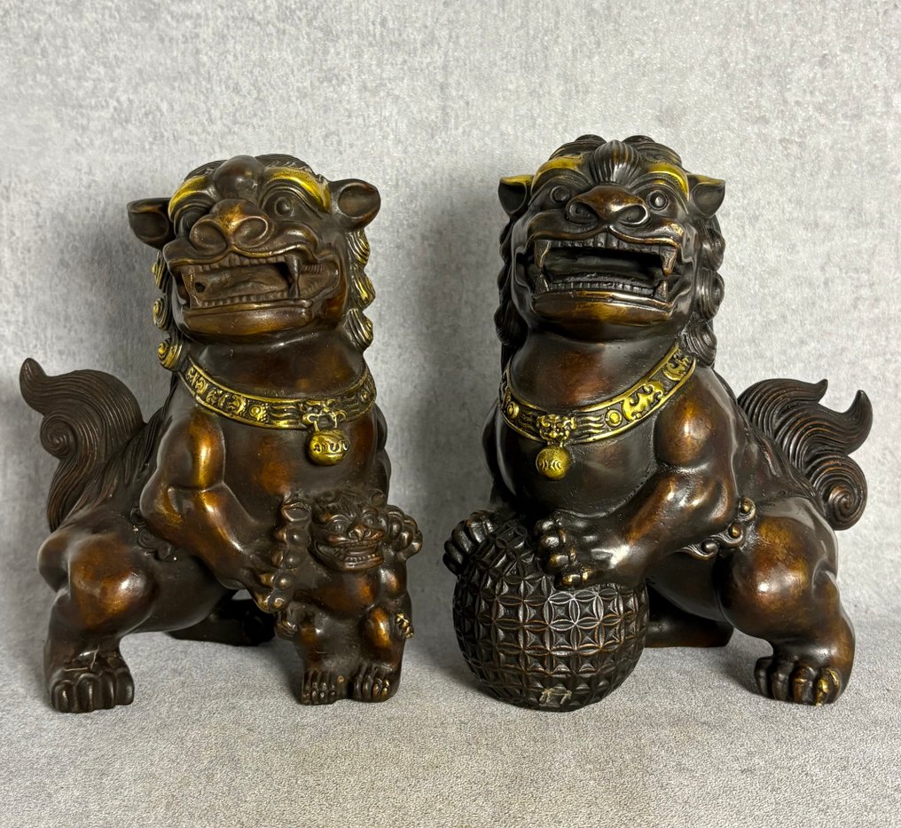 Zeer grote bijzondere set foo dogs - 青銅色 - 亞洲  (沒有保留價) #1.0