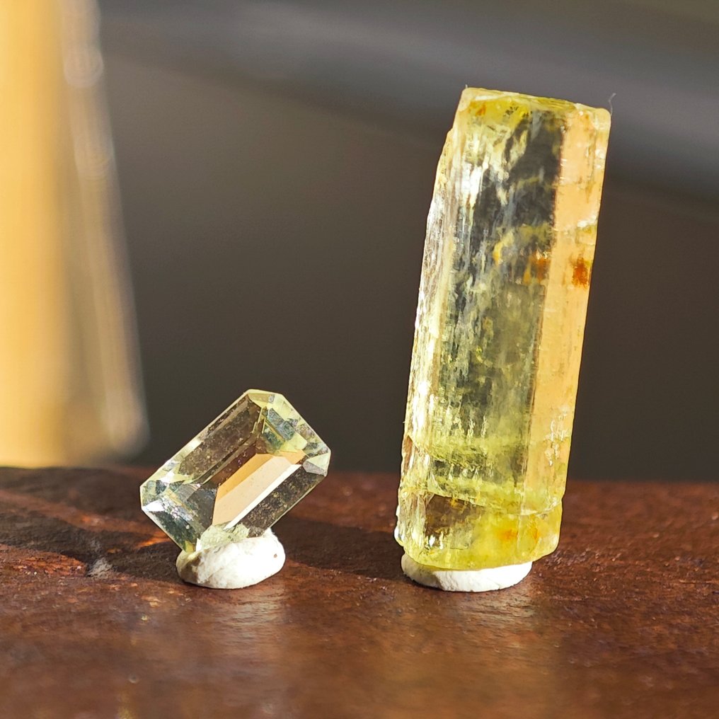 3,35 ct Heliodor Set, Roh + facetierter Stein- 0.67 g #1.0