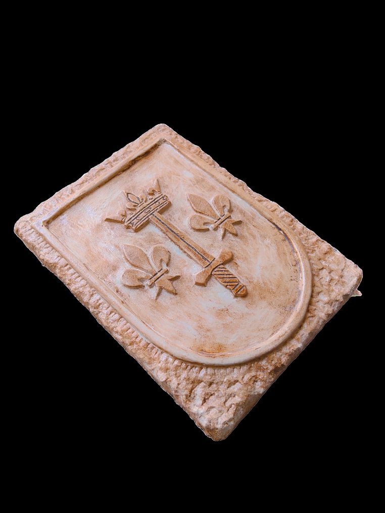 Skulptur, Stemma Araldico "Giovanna D' Arco" - 25 cm - pietra minerale #2.1