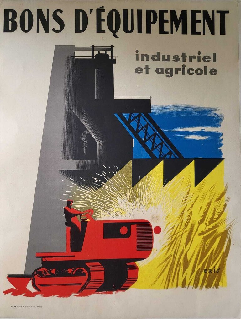 ERIC - Affiche originale entoilée - Bons d’Équipement – Industriel et Agricole - Δεκαετία του 1950 #1.0