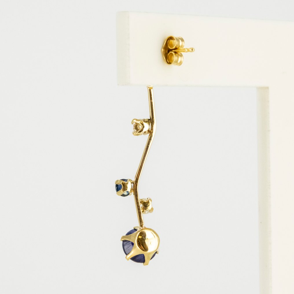 Σκουλαρίκια - 18 καράτια Κίτρινο χρυσό - 5.20ct. tw. Ζαφείρι - Διαμάντι #4.3