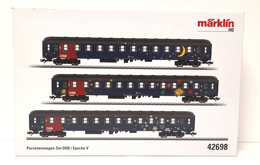 Märklin H0 - 42698 - Set Machetă tren transport călători (1) - Set de mașini de pasageri - DSB #1.0