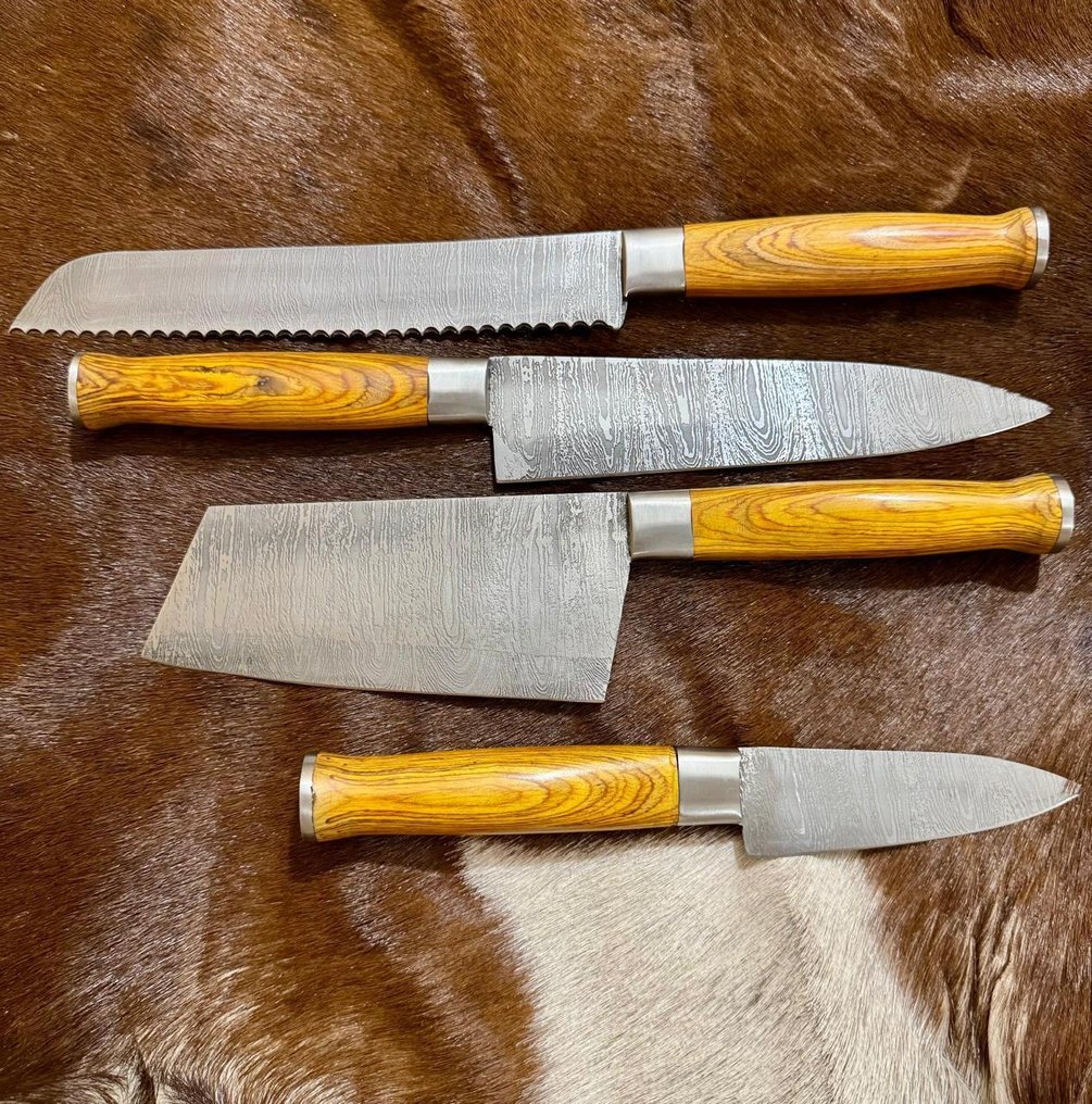 厨刀 -  厨房刀具套装 )(003) - 美国 Exoric 木柄和 1095/15N20 折叠钢 - 英国 - 厨房刀具套装 #4.3