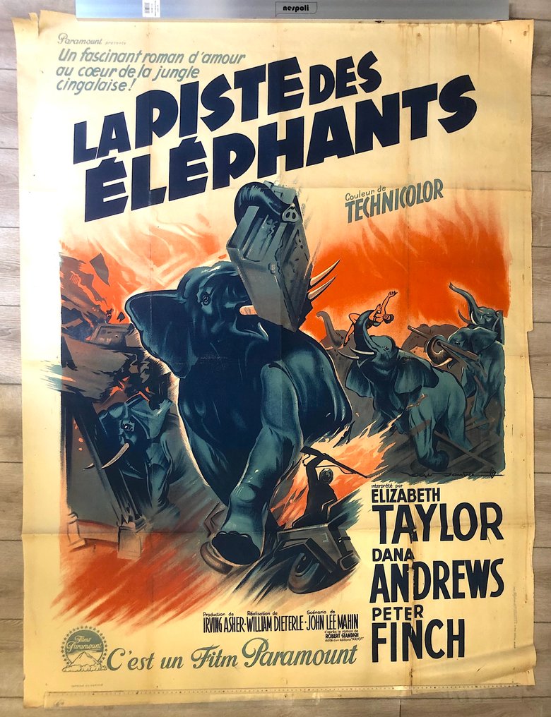 Roger Soubie - Elizabeth Taylor – La piste des éléphants– Affiche originale 1ère sortie - 1954 #1.0