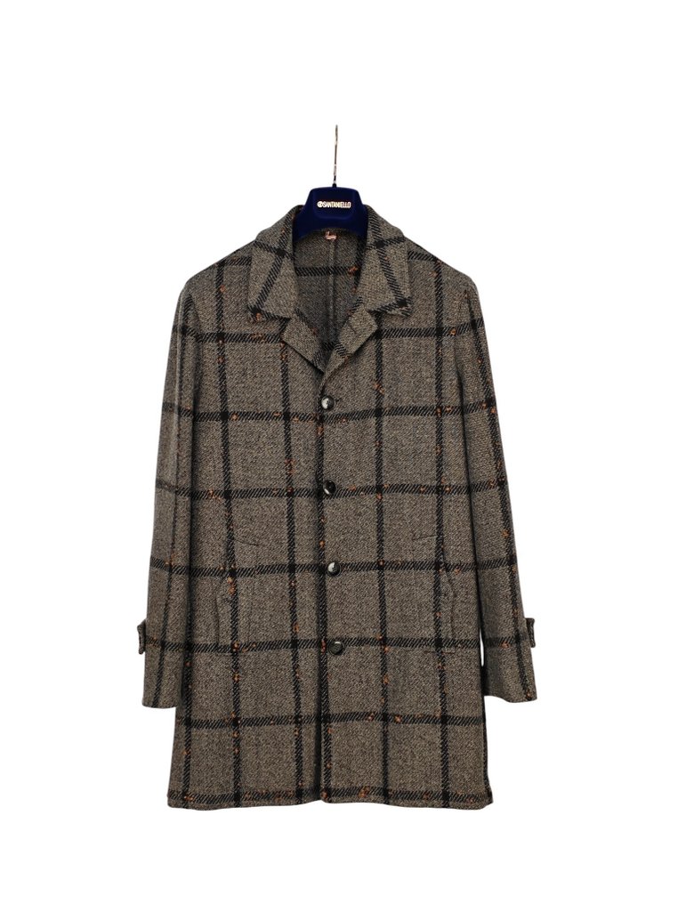 SANTANIELLO RRP 650€ Wool-Blend Coat – Grey Check Pattern – Italian Tailoring – 48 IT - Takki - Uudet lapulliset #1.0
