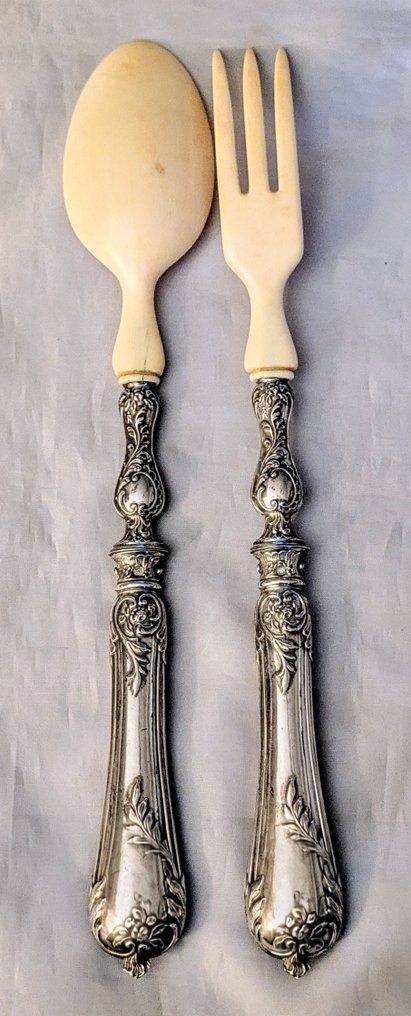 Vassoio di portata da insalata (2) - .950 argento - 1850-1900 - Nessun prezzo di riserva #3.2