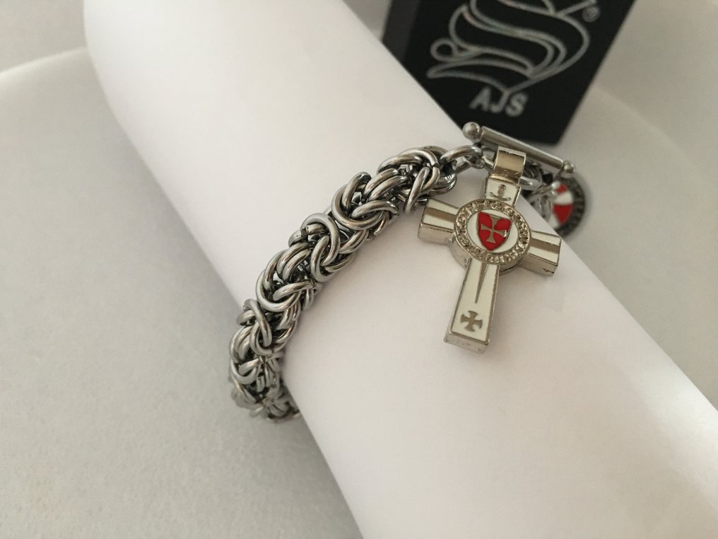 AJS - Knights Templar 2 τεμάχια σετ: δαχτυλίδι και βραχιόλι, υποαλλεργικό χειρουργικό ατσάλι + - Κολιέ με μενταγιόν #1.0