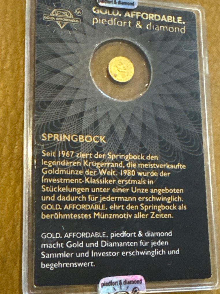 Rwanda. 10 FRW 2020 Springbock mit Diamant 1/100 Oz (.999)  (No Reserve Price) #1.0