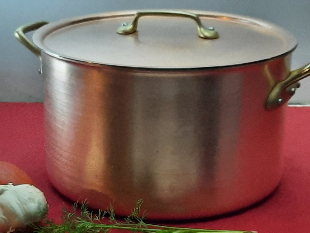 Τηγάνι - Επαγγελματικό τηγάνι με καπάκι, βαρέως τύπου, μεγάλο, με το όνομα eenhoorn. - Εσωτερικό μέρος από ανοξείδωτο ατσάλι, Χαλκός #3.2