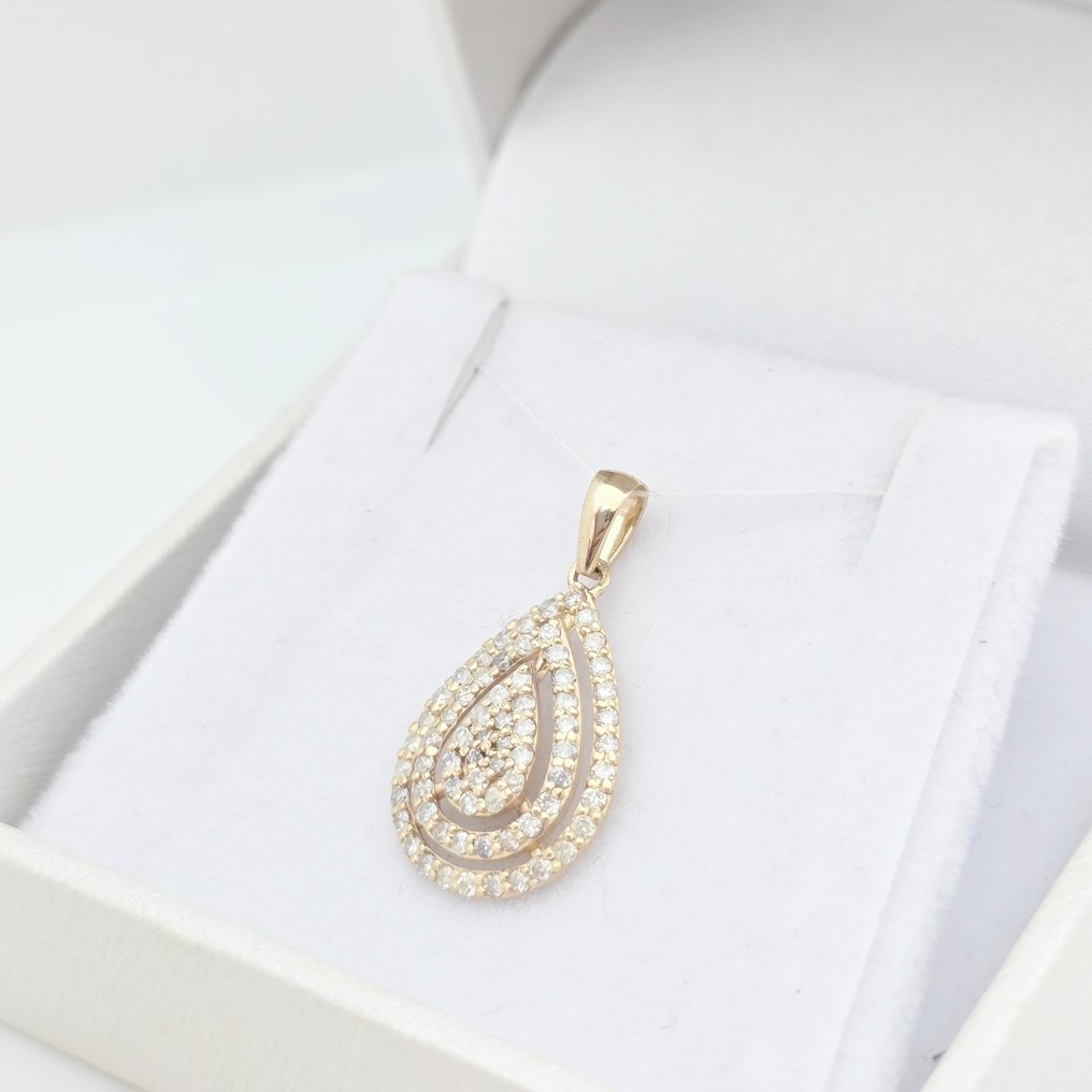 Zonder minimumprijs - Hanger - 14 karaat Geel goud - 0.51ct. tw. Diamant (Natuurlijk) #4.3
