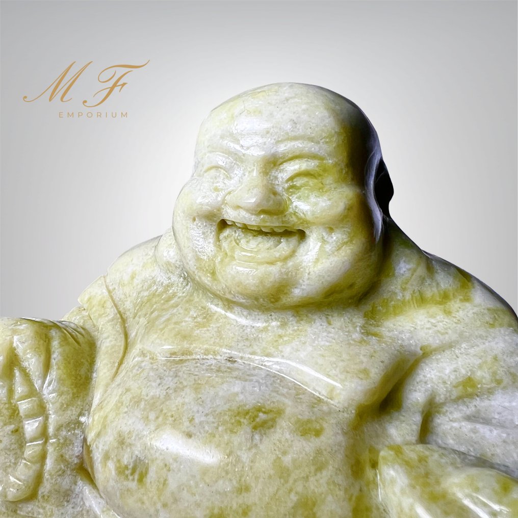 Citron Jade Buddhas Carving - Height: 110 mm - Width: 150 mm- 1300 g - (1) #1.0