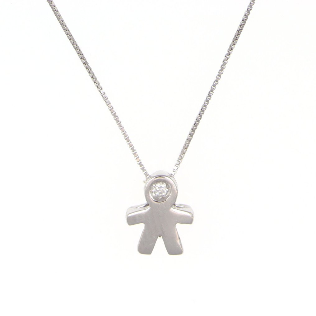 没有保留价 - 吊坠项链 - 18K包金 白金 钻石 (天然) #1.0