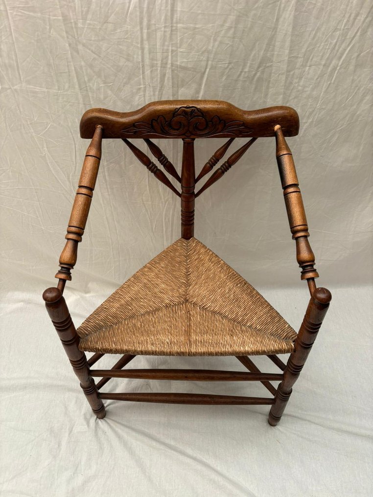 椅 - 法式卷线角落椅，带柳条装饰 - 木, 藤 #1.0