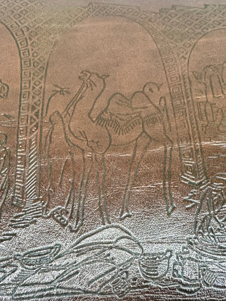 Schitterende kamelen kruk met lederen zadel - Taburet - Træ, Læder - Leren kamelen kruk #4.3