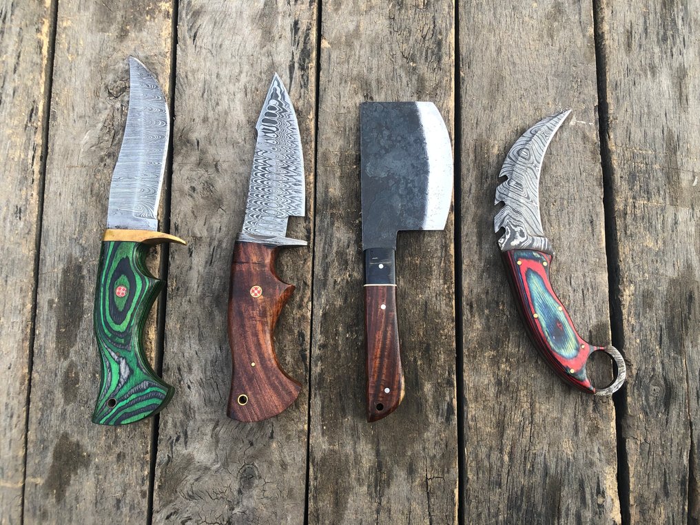 厨刀 - 尊贵的手工厨刀和剥皮刀，多层锻钢，木质和珍稀手柄 - 北美 - 皮套 TD34 #2.1