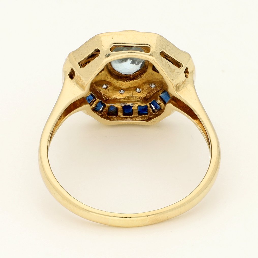 戒指 - 18K包金 黄金, 白金 钻石 (天然)  - 尖晶石-蓝宝石 #3.2