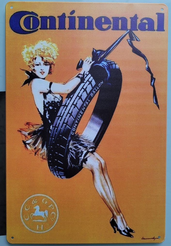 4 πινακίδες σε πλάκες σχετικά με τις μάρκες ελαστικών αυτοκινήτου. - Διαφημιστική πινακίδα - Σίδερο #1.0