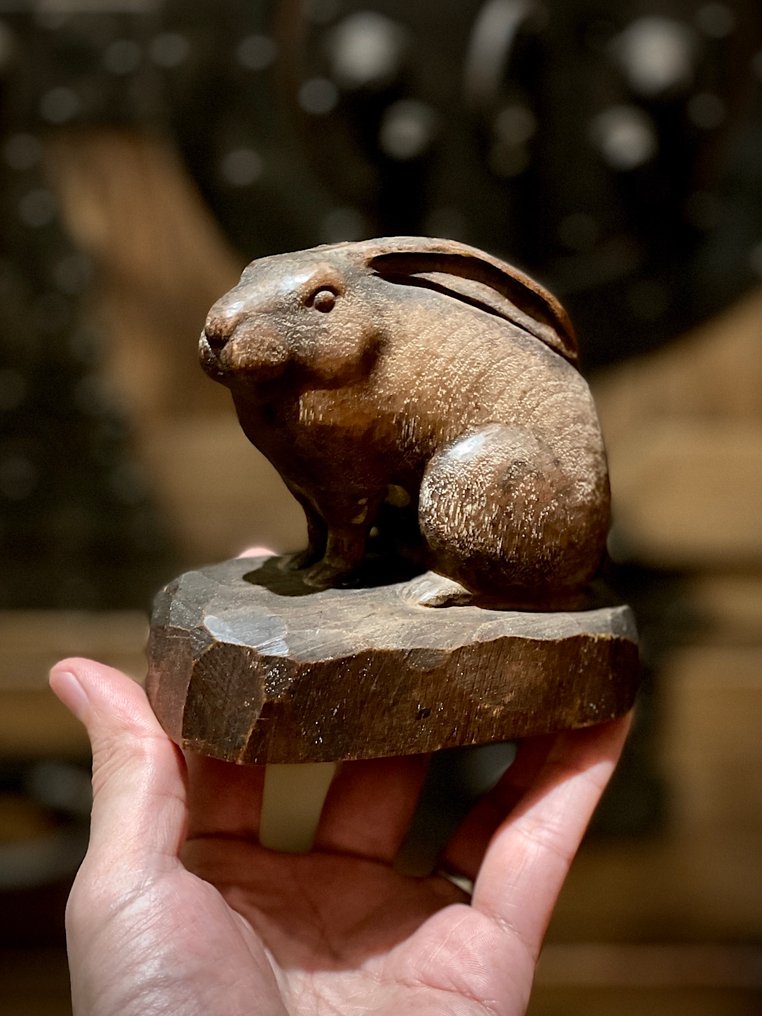 Wood carved Rabbit - 雕塑 木 - 日本 (没有保留价) #1.0