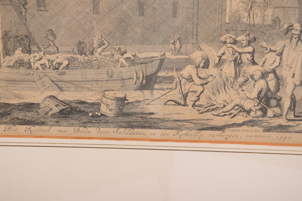 Netherlands - Breda; Jan Luijken - Veroveringe van 't Kasteel van Breda, door Soldaaten, in een Turfschip verborgen, Ao. 1590. - 1721-1750 #2.1