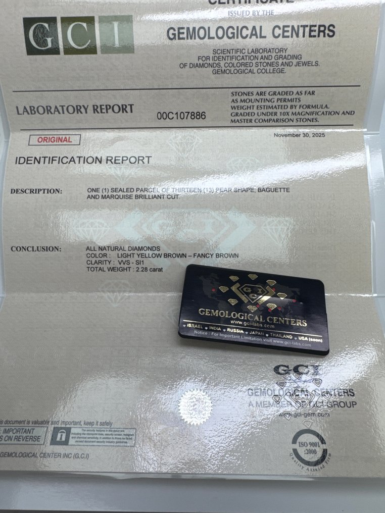 χωρίς τιμή ασφαλείας - 13 pcs Διαμάντι (Φυσικού χρώματος) - 2.28 ct - Αχλάδι - Light, Fancy Καφέ, Κίτρινο - VVS1, SI1 - Gemmological Centre Israel (G.C.I.) #3.2
