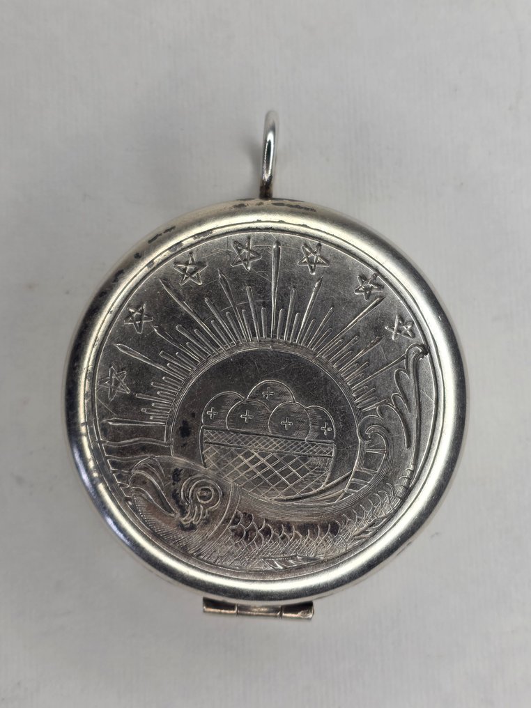 Oggetti religiosi e spirituali - Antico - .800 argento - 1850-1900 - Teca eucaristica Ostie #1.0
