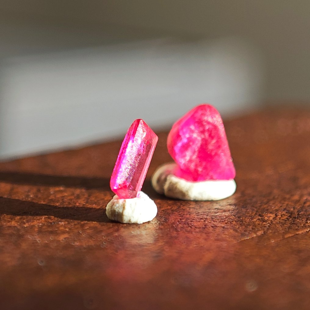 0,45 ct Conjunto de rubíes Taubenblut, sin pulir + piedra facetada.- 0.09 g #2.1