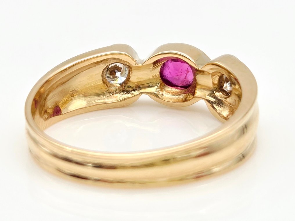 戒指 - 18K包金 黄金 -  0.56ct. tw. 红宝石 - 钻石 #2.1