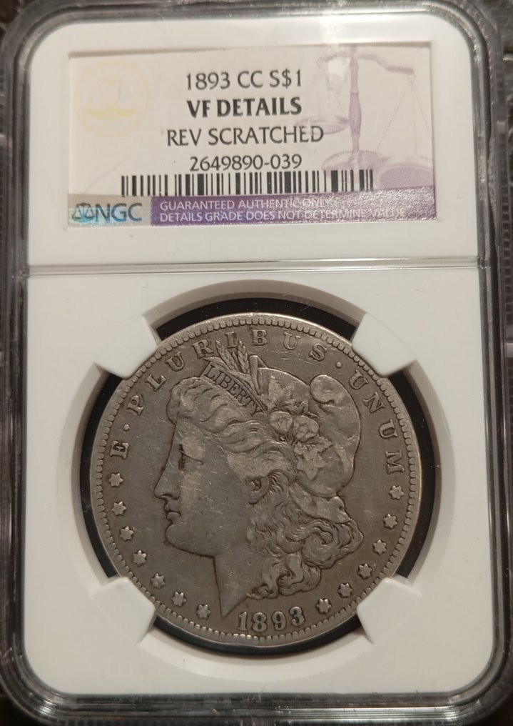 Amerikas forente stater. Morgan Dollar 1893-CC, Carson City #1.0