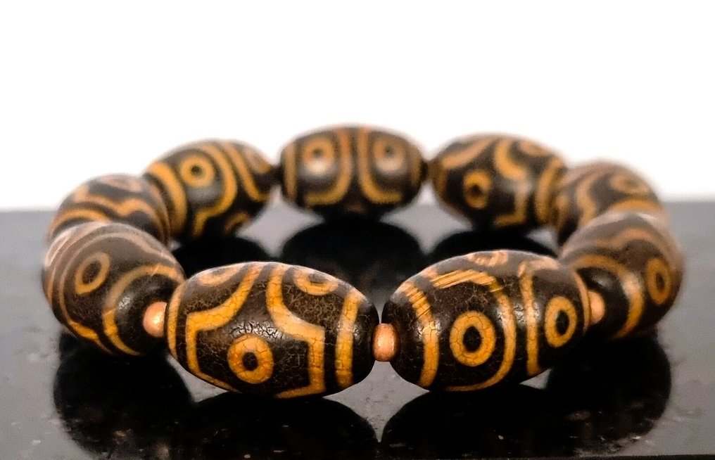 Énergie Intemporelle - Αγκάτη Ταϊβάν Βραχιόλι βουδιστικό - dZi - Αγιασμένο με 6 Μάτια - Συναισθηματική αρμονία και έλεγχος των- 60.93 g #4.3