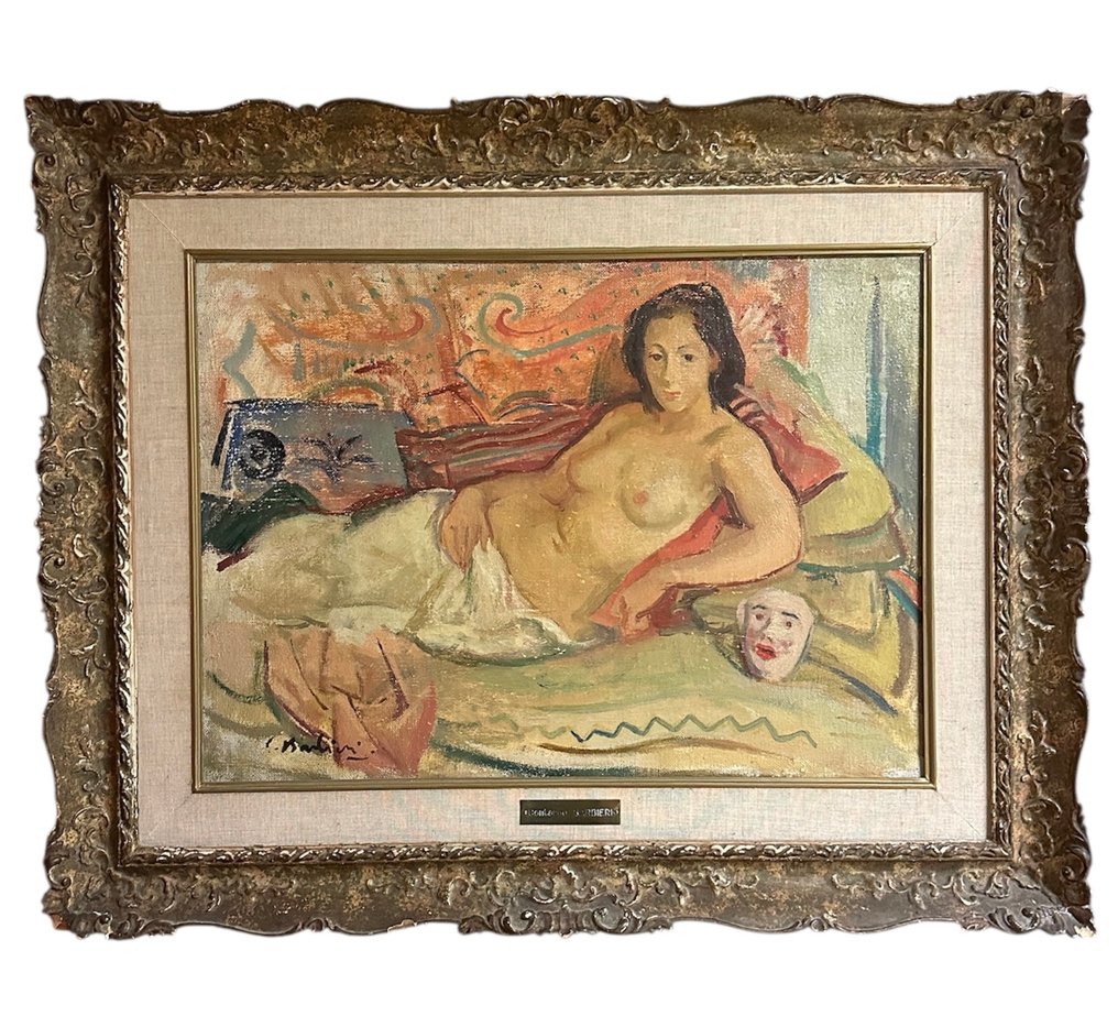 Contardo Barbieri (1900-1966) - Nudo di donna con maschera #1.0