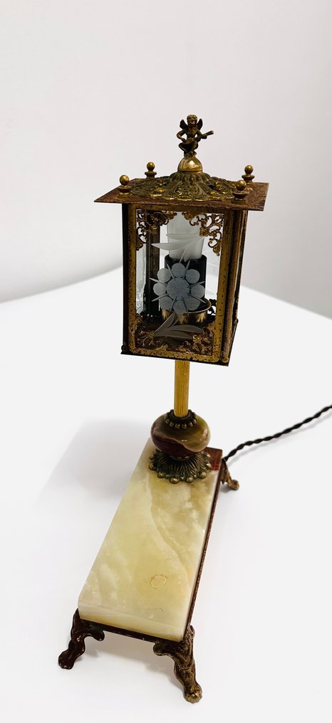 檯燈 - 縞瑪瑙, 玻璃, 金屬 - 新艺术运动 #2.1