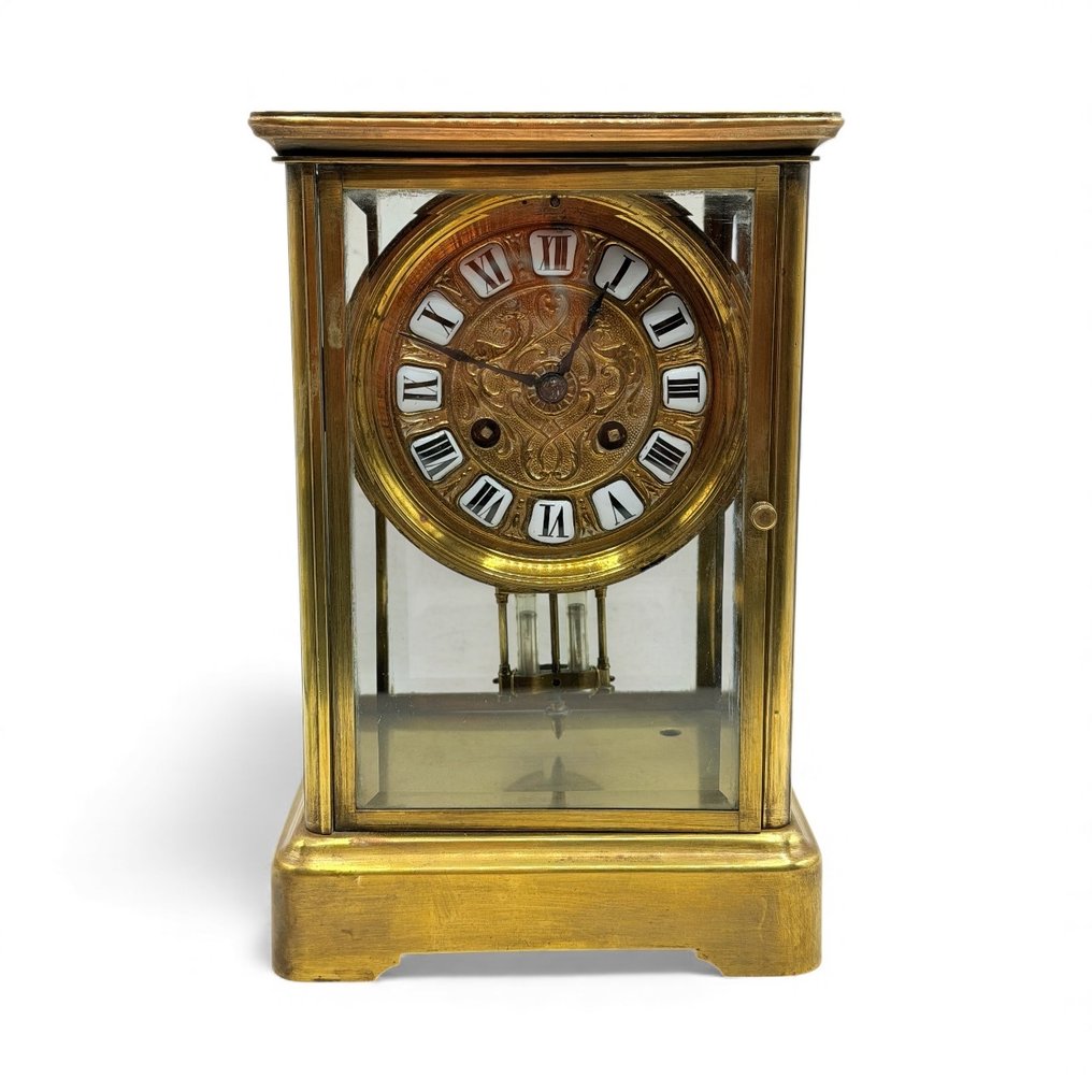 Fireglass klokke -  Antikvitet Bronse - 1850-1900 #1.0