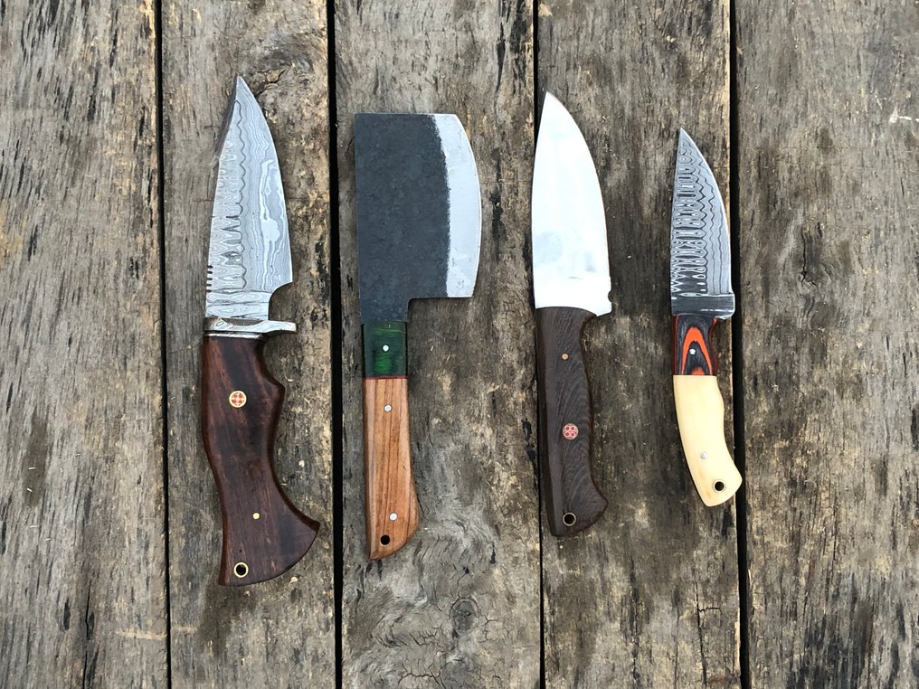 廚刀 - 尊貴的手工剝皮刀，多層鍛鋼刀身，木質與稀有刀柄 - 北美 - TD22 皮革鞘 #4.3