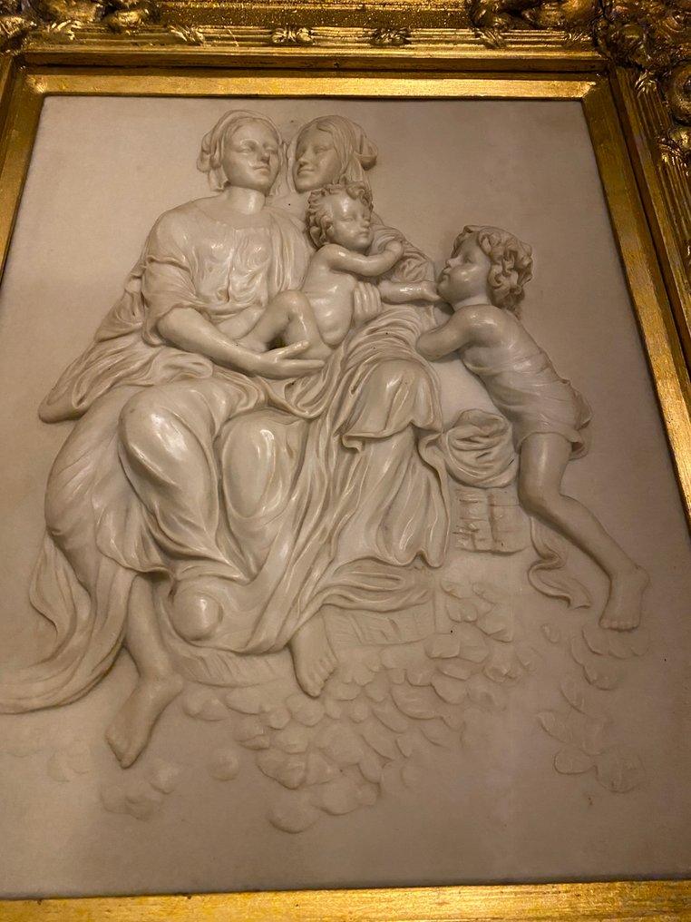 Block carving/ Relief, Scène de famille - 50 cm - Reconstructed marble #3.2