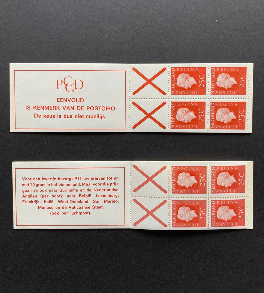 Netherlands 1970 - Stamp booklets with strongly shifted text block. - NVPH PB 9f en 9g #1.0