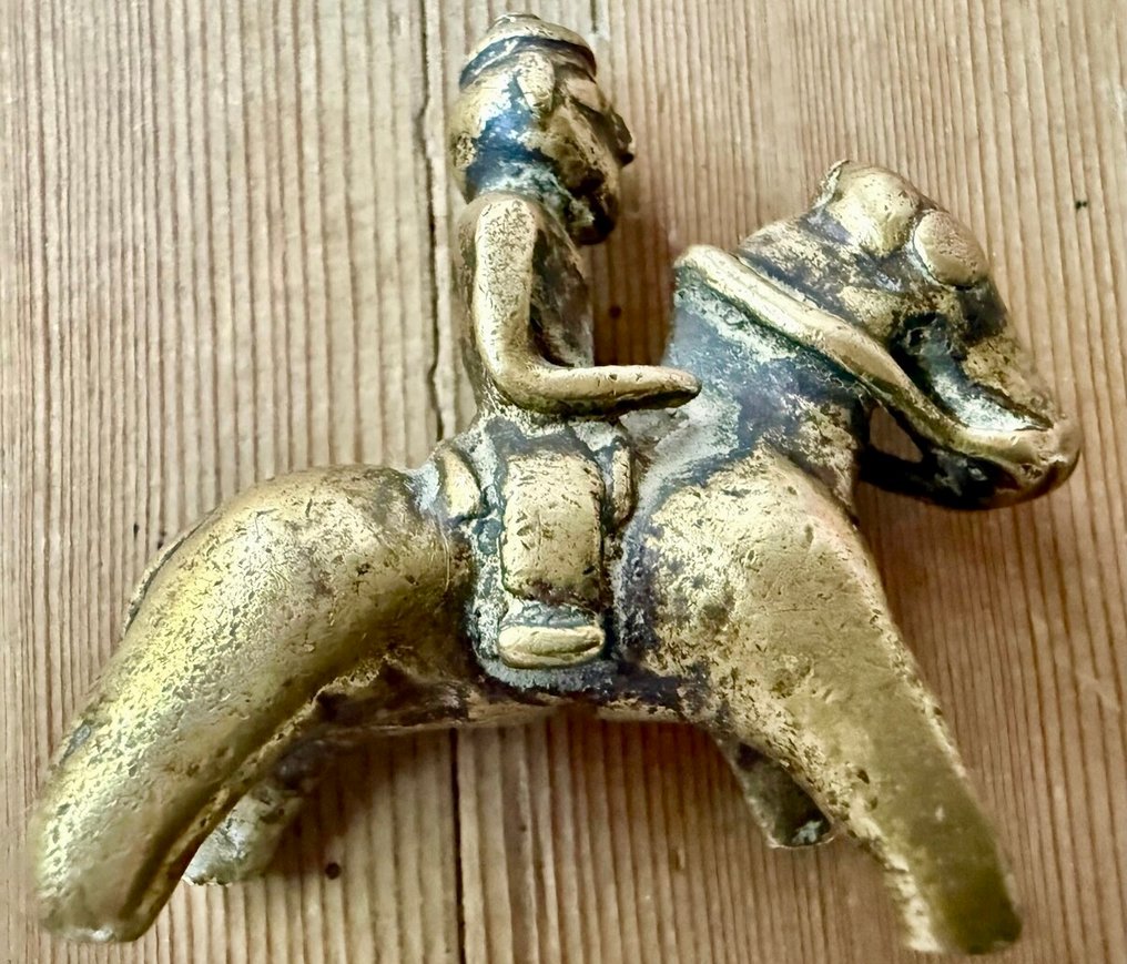 Koń i jeździec z sztuki plemiennej Khandoba? - Mosiądz - Indie - XVIII-XIX wiek #2.1