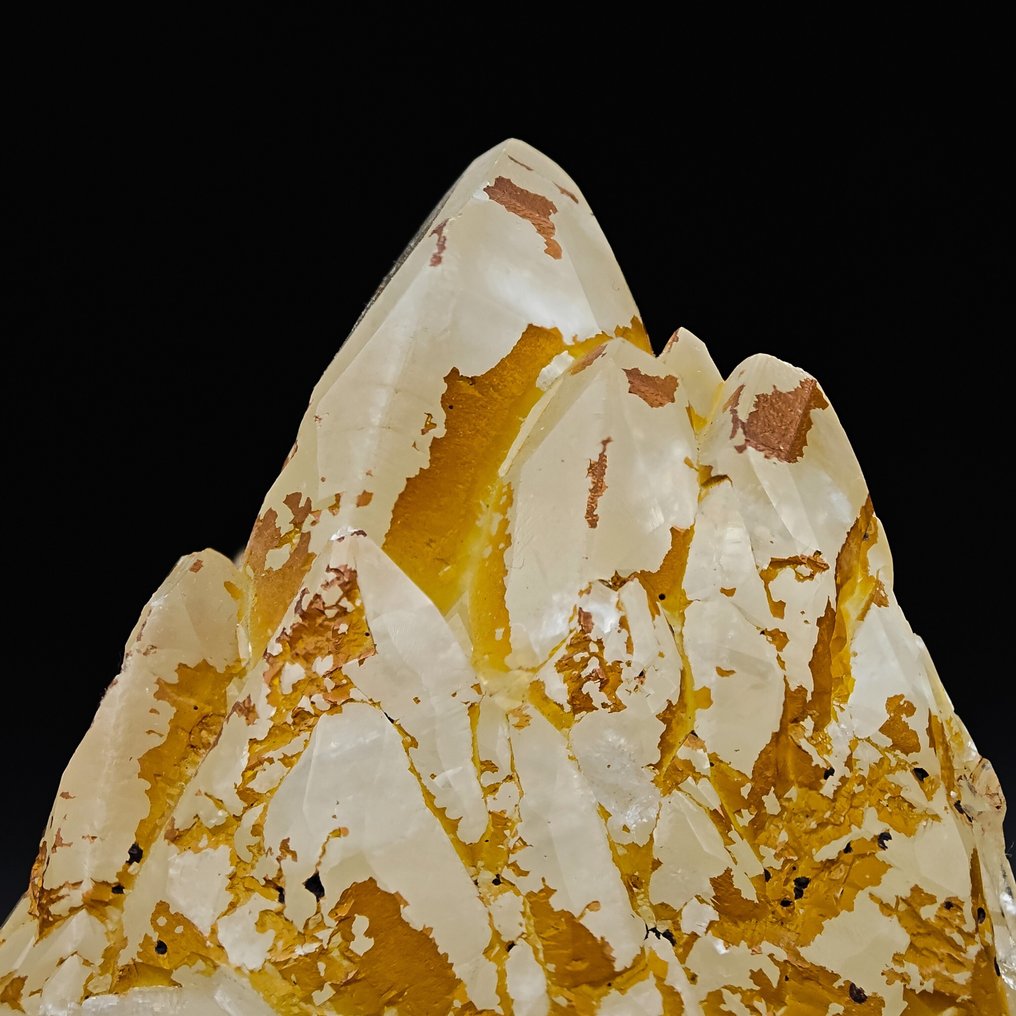 White calcite covered by limonite, shiny, Sardinia. Crystals on matrix - Height: 56 mm - Width: 55 mm- 205 g #1.0