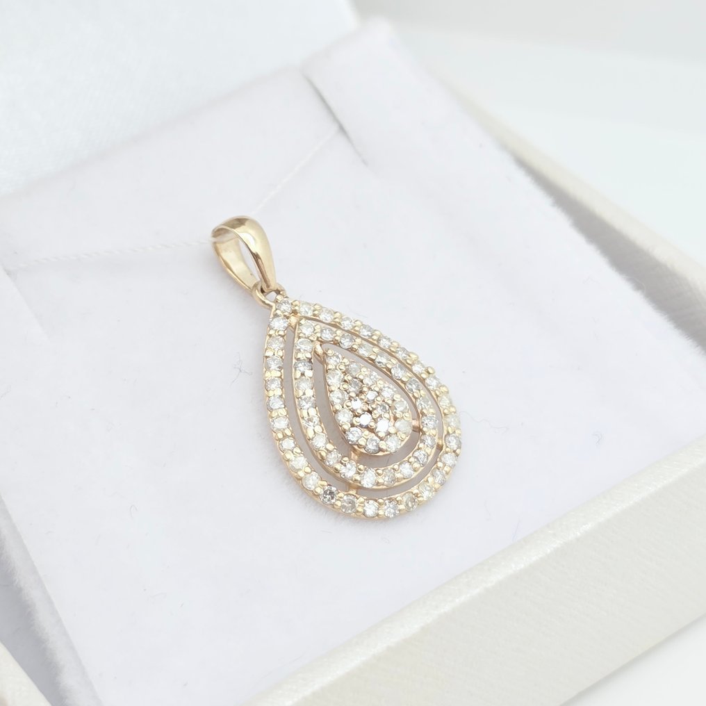 Zonder minimumprijs - Hanger - 14 karaat Geel goud - 0.51ct. tw. Diamant (Natuurlijk) #1.0