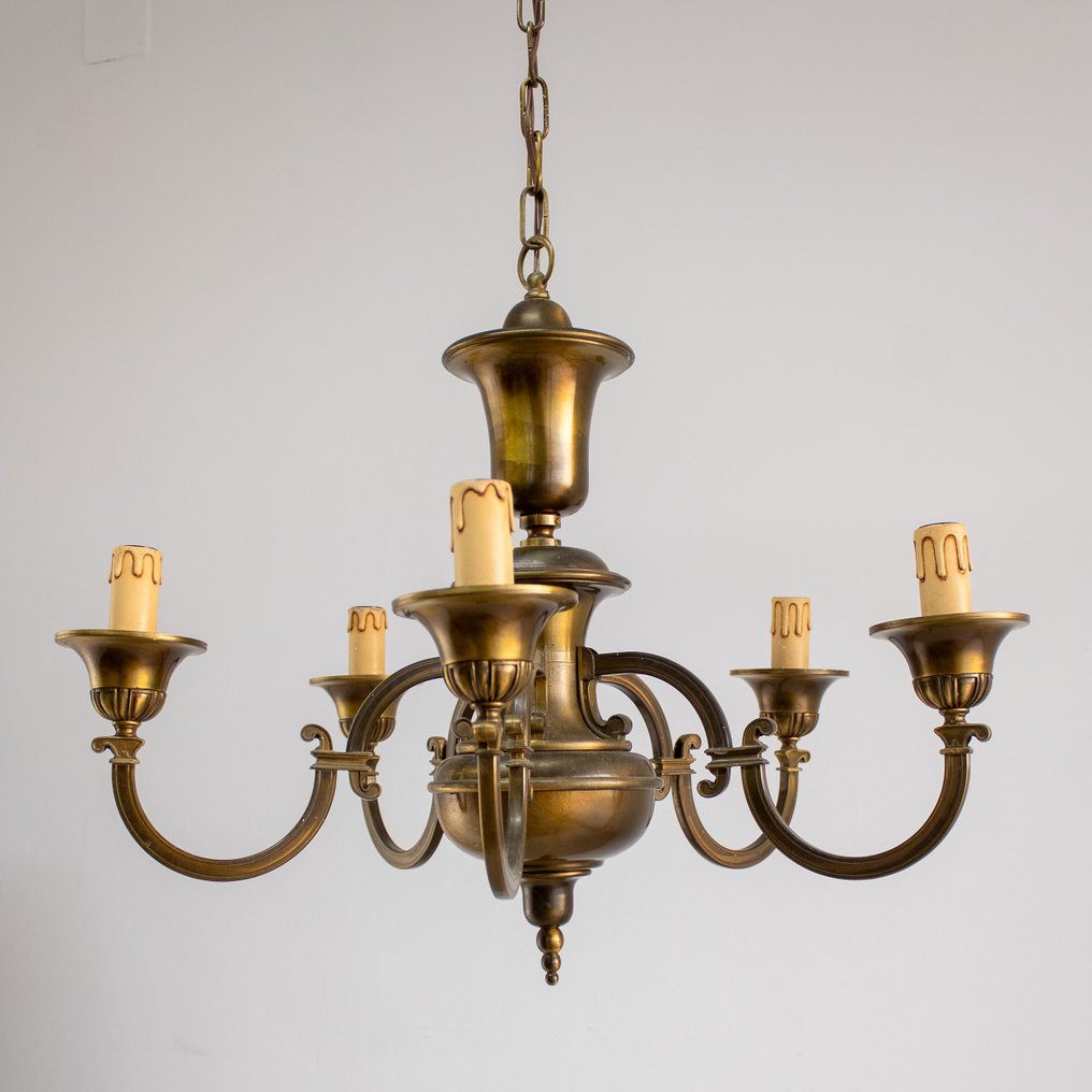 Lysekrone - Chandeliers - Messing, Træ - 5 volutearme #1.0