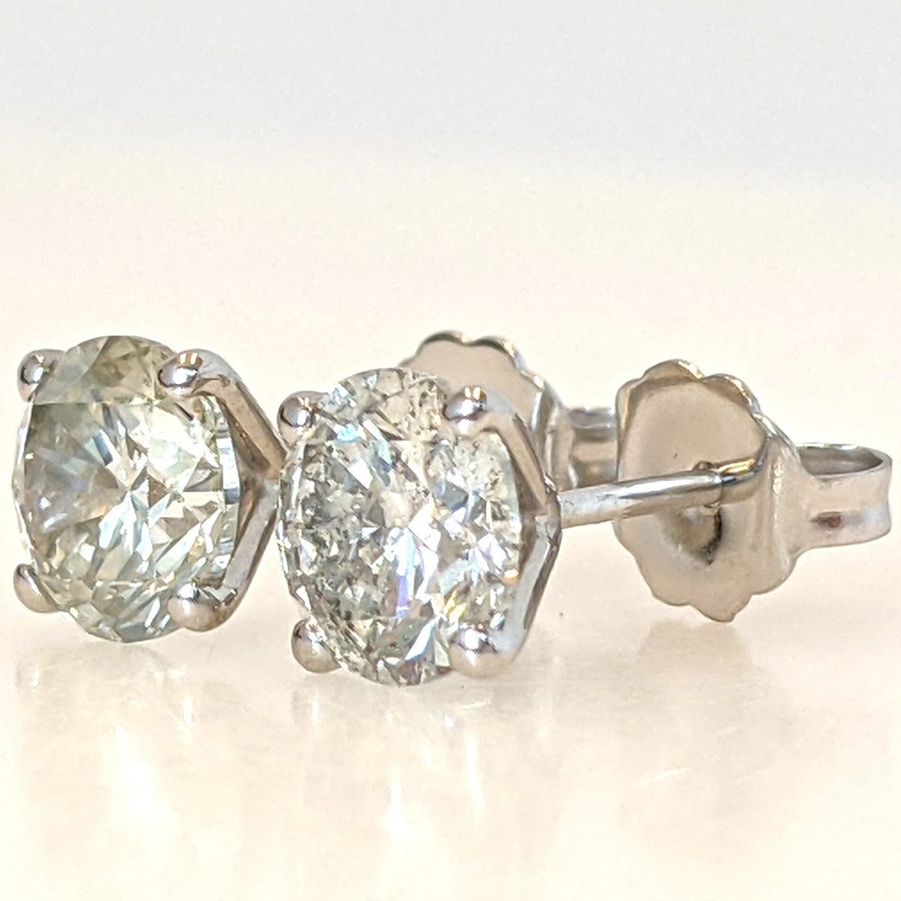 没有保留价 - 耳环 - 14K包金 白金 -  1.94ct. tw. 钻石 (天然) - GWLab #3.2