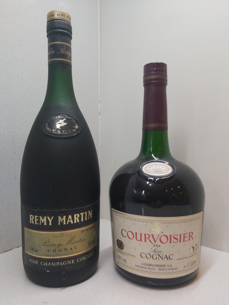 Rémy Martin, Courvoisier - VSOP FC + 3 Star Luxe - b. 1980s - 1.0 Litre - 2 bottles #1.0