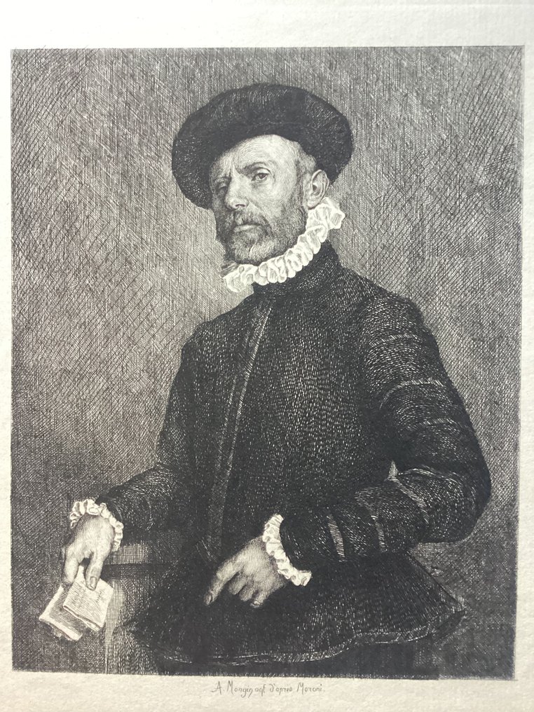 Giovanni Battista Moroni (1520-1578), after, by Augustin Mongin (1843-1911) - Portrait of a man holding a letter, known as 'L'Avvocato' #2.1
