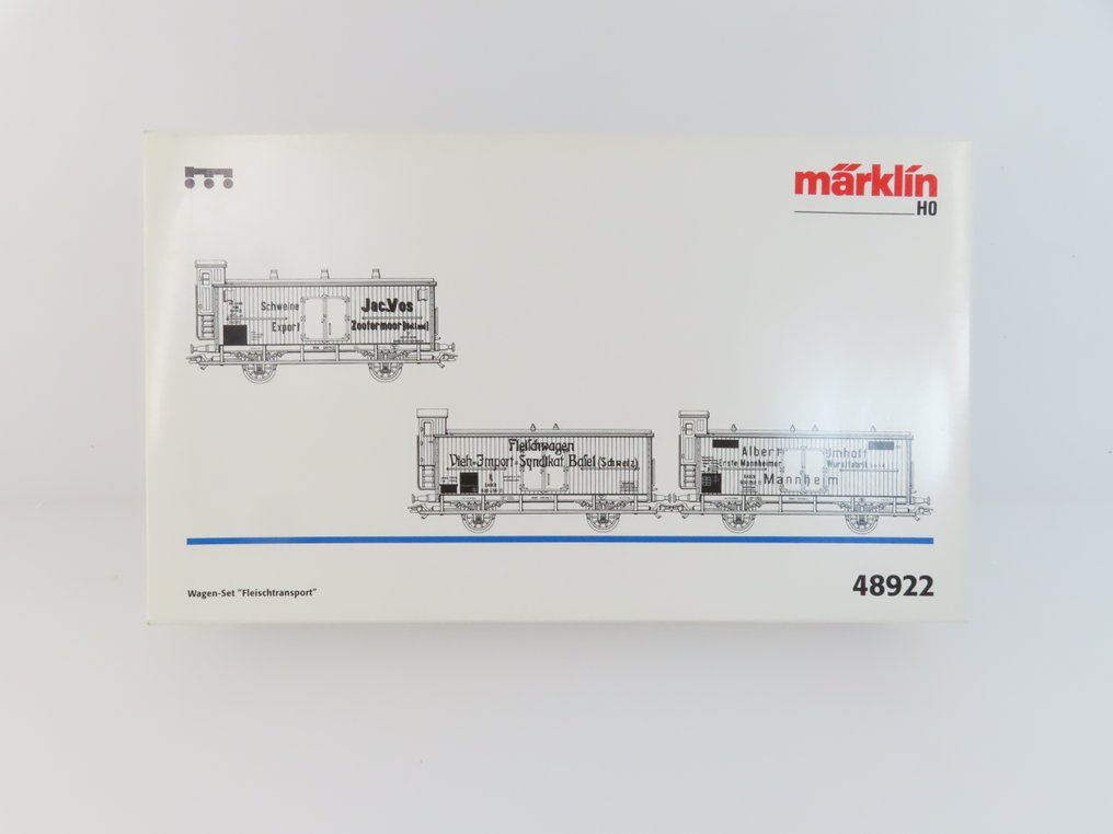 Märklin H0轨 - 48922 - 模型火车货车组 (1) - 3件套货车组“Fleisch-transport”配备2轴封闭式货车 - NS, Baden #2.1
