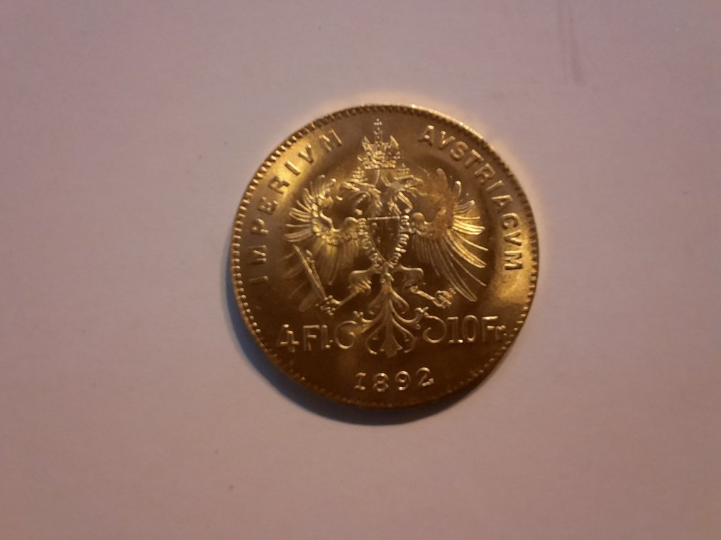 奥地利. 4 Florins/10 Francs. 1892 - Franz Joseph I. - offizielle Neuprägung (没有保留价) #1.0