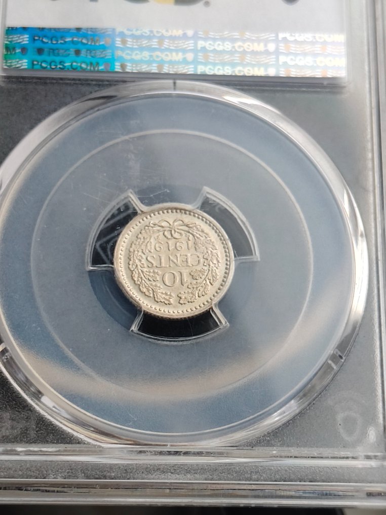 Netherlands. Wilhelmina. 10 Cents 1919 PCGS MS62  (No reserve price) #2.1