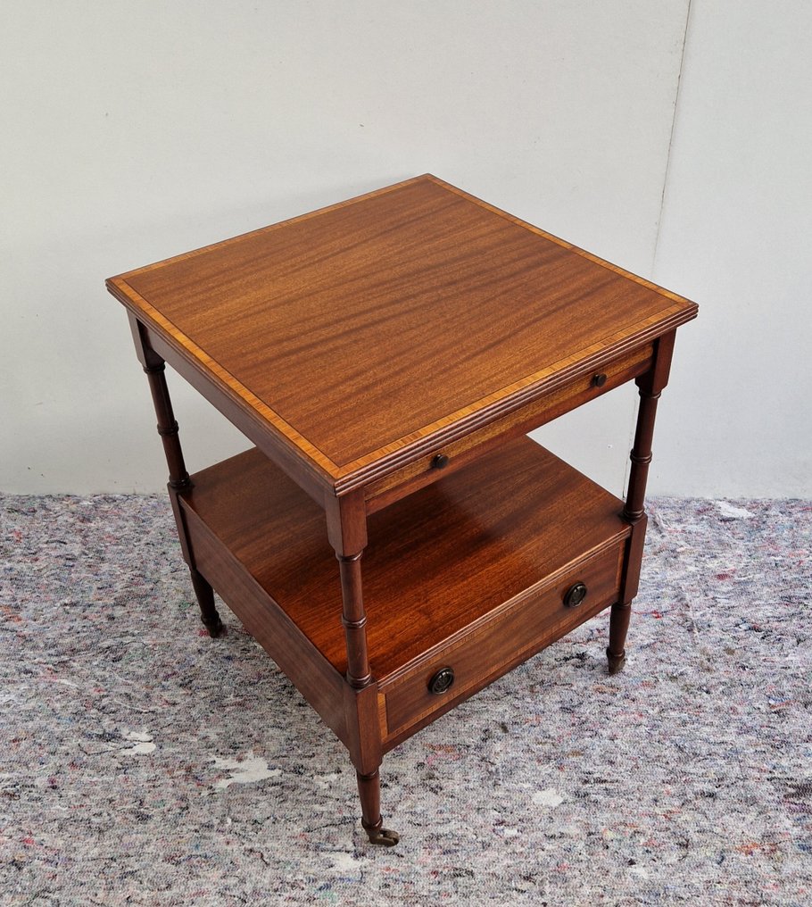 Vierkante Engelse Mahoniehouten Tafel - Side table - Mahogany, Brass - Of good quality #1.0
