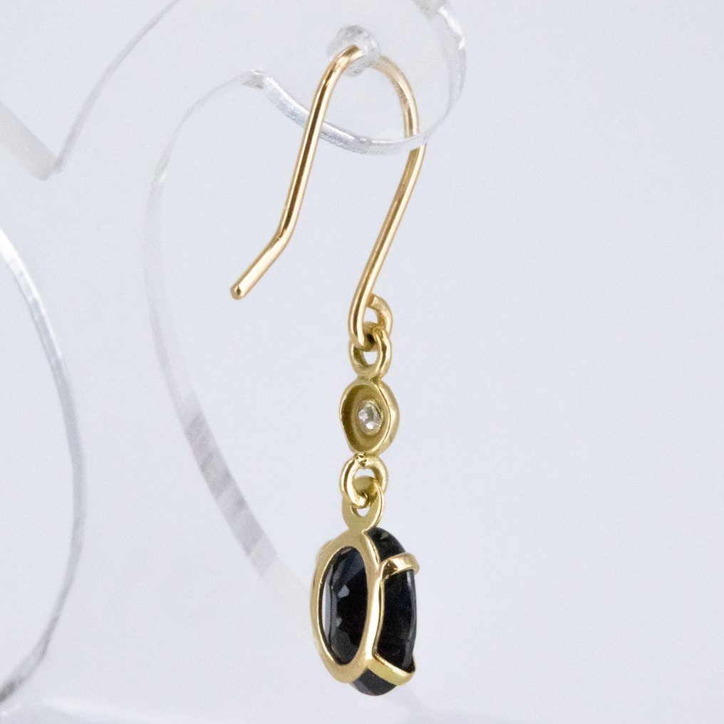 Σκουλαρίκια - 18 καράτια Κίτρινο χρυσό Ζαφείρι - Διαμάντι #3.2