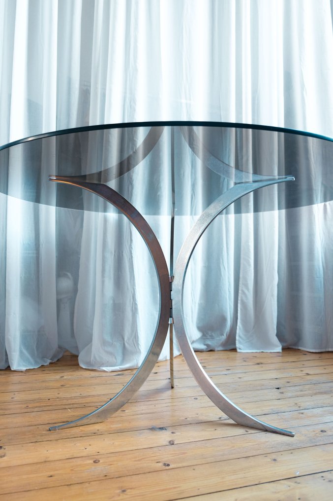 Boris Tabacoff - Matbord - Christophe - Glas, Rostfritt stål - krom / rökfärgat glas #4.3